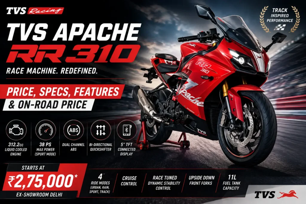 TVS Apache RR 310 Bike Price in India, Specs, Features & On-Road Price