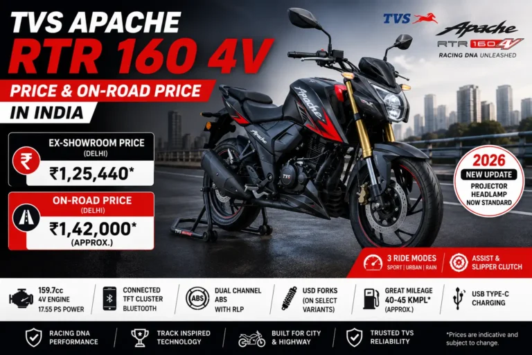 TVS Apache RTR 160 4V Price & On-Road Price in India