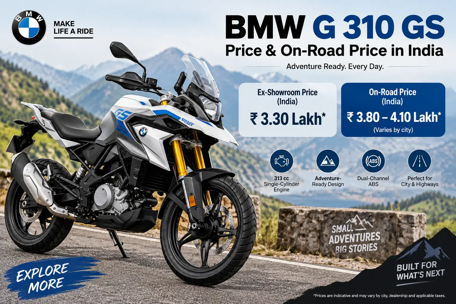 BMW G 310 GS Price & On-Road Price in India - BikeDekho360