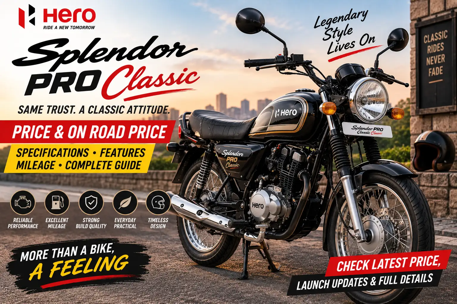 Hero Splendor Pro Classic Price & On Road Price