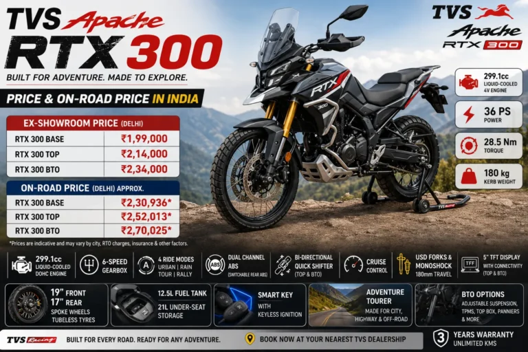 TVS Apache RTX 300 Price & On-Road Price