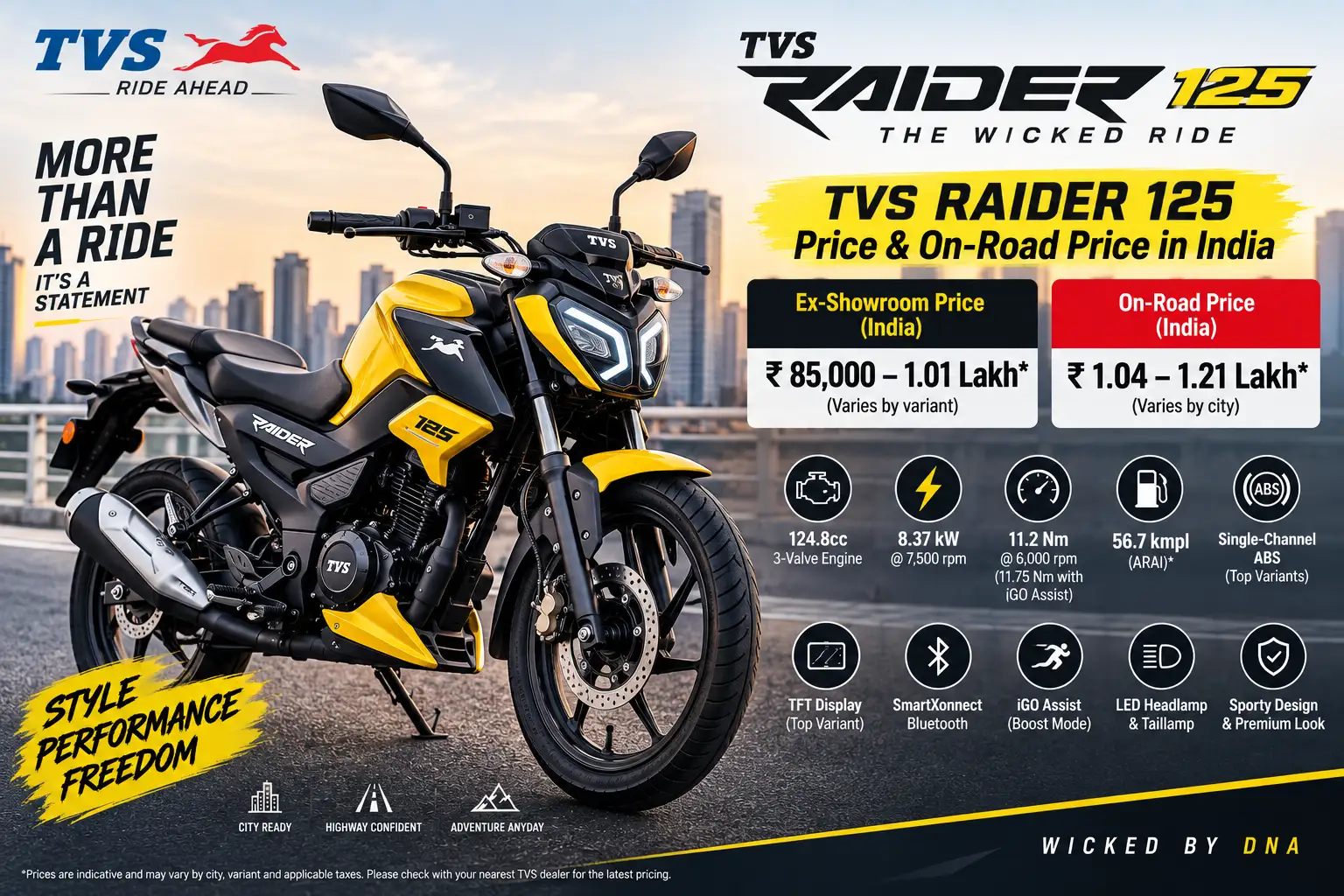 TVS Raider 125 Price & On-Road Price in India